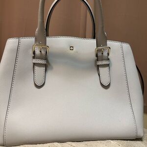 Kate Spade Gray Satchel with Metallic Hardware